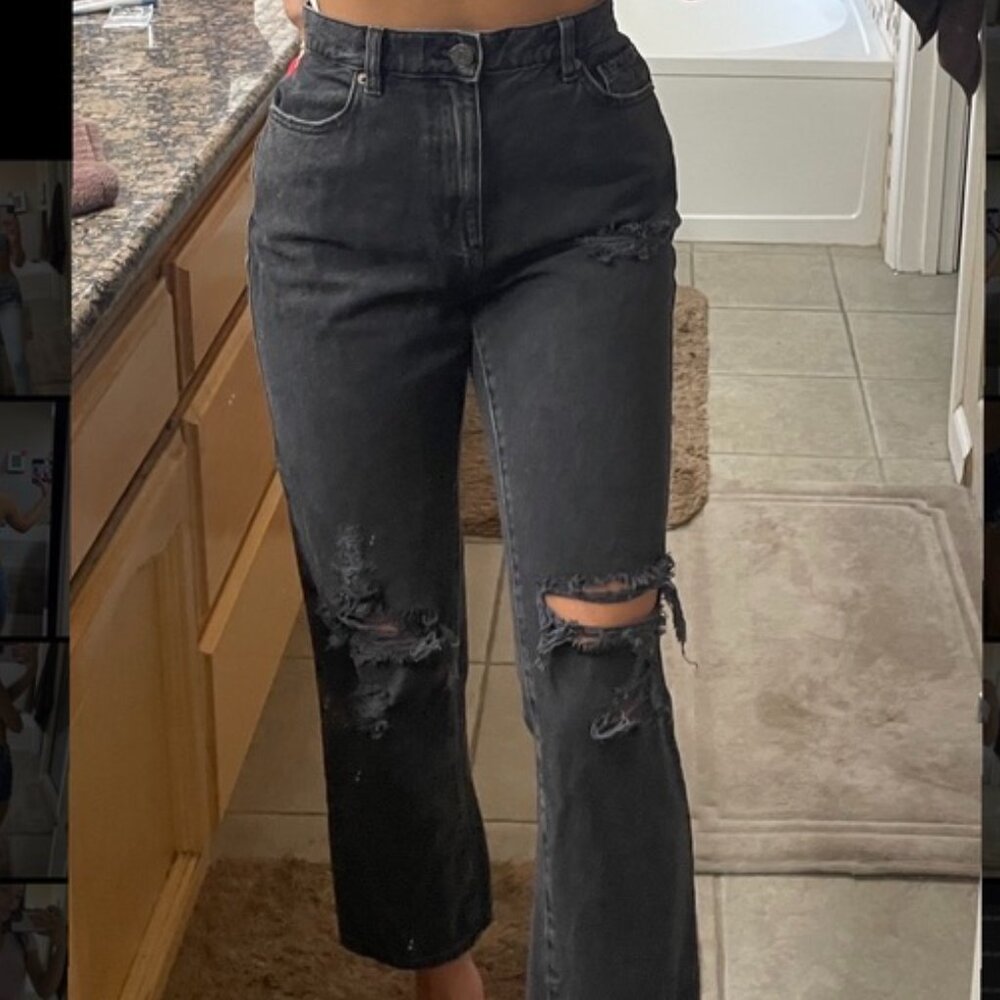 Garage Vintage Straight Jeans, Black, Size 27